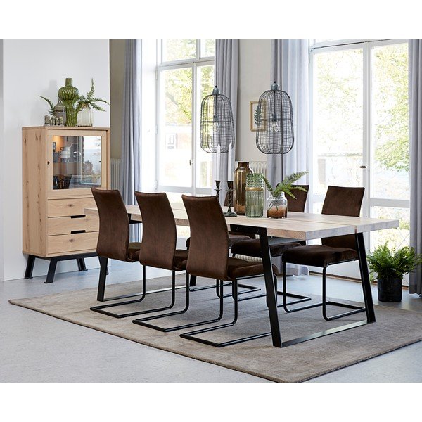 Witryna w dekorze drewna dębowego Canett Vito, wys. 145 cm-image-2
