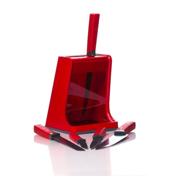 Zestaw 5 noży z czerwonym stojakiem Red-image-2