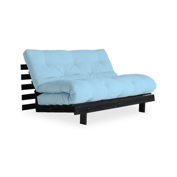 Sofa rozkładana z jasnoniebieskim obiciem Karup Design Black/Light Blue
