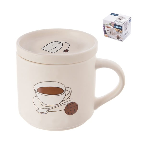 Biały porcelanowy kubek z pokrywką 450 ml – Orion-image-2