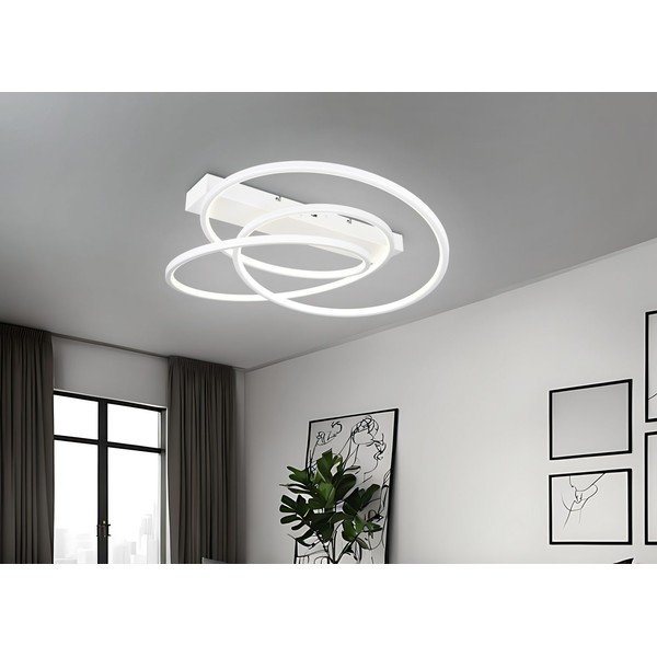 Biała lampa sufitowa LED ze ściemniaczem 49x64 cm Darvin – Trio-image-1