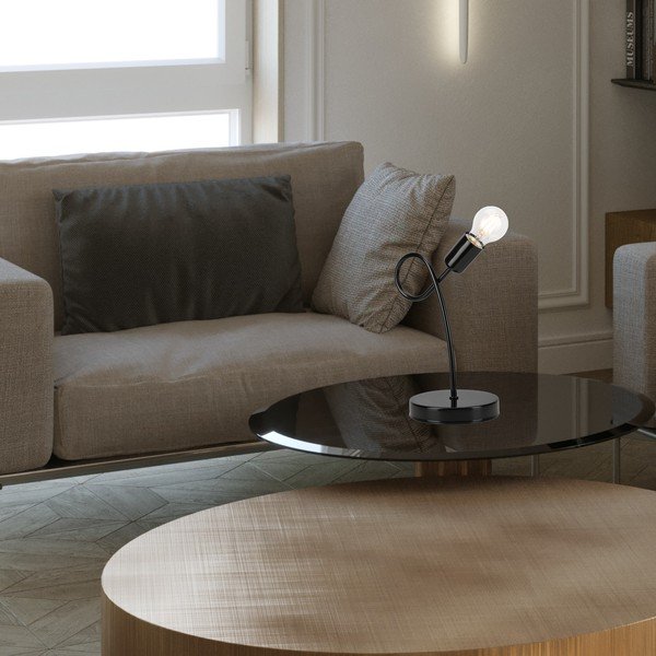 Czarna lampa stołowa − LAMKUR-image-2