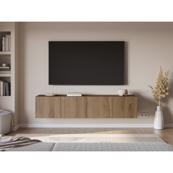 Szafka pod TV w dekorze dębu w naturalnym kolorze 180x38x35 cm Daroca – Marckeric-image-1