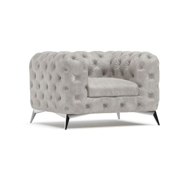 Jasnoszary aksamitny fotel Chelsea – Ropez