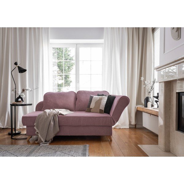 Szaroróżowy sztruksowy szezlong (prawostronny) Chic Charlotte – Miuform-image-2