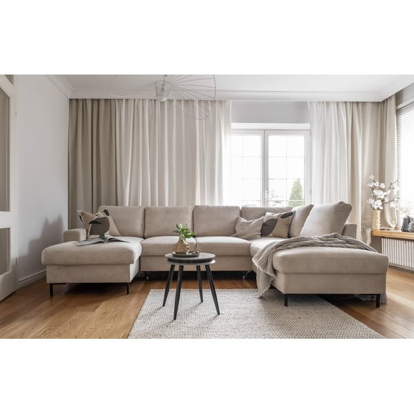 Beżowy sztruksowy rozkładany narożnik (prawostronny) Lofty Lilly – Miuform-image-4