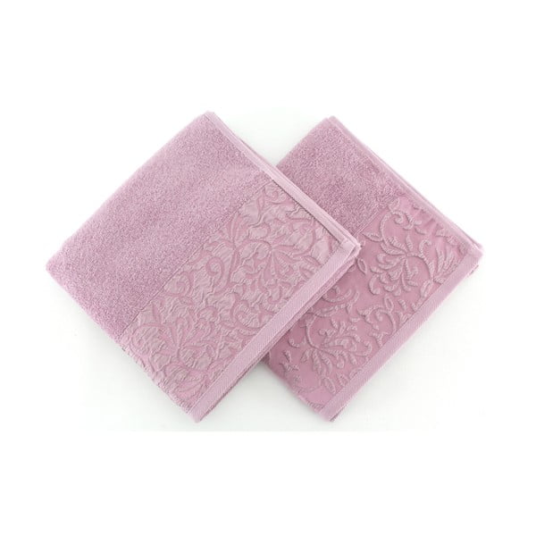 Zestaw 2 ręczników ze 100% bawełny Burumcuk Dusty Rose, 50x90 cm