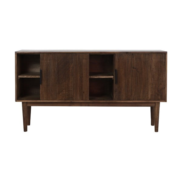 Ciemnobrązowa niska komoda z litego drewna 150x80 cm Bitika – Light & Living-image-3