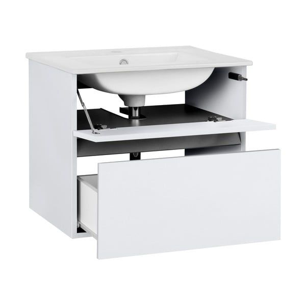 Biała wisząca szafka bez umywalki 60x52 cm Wisla – Støraa-image-2