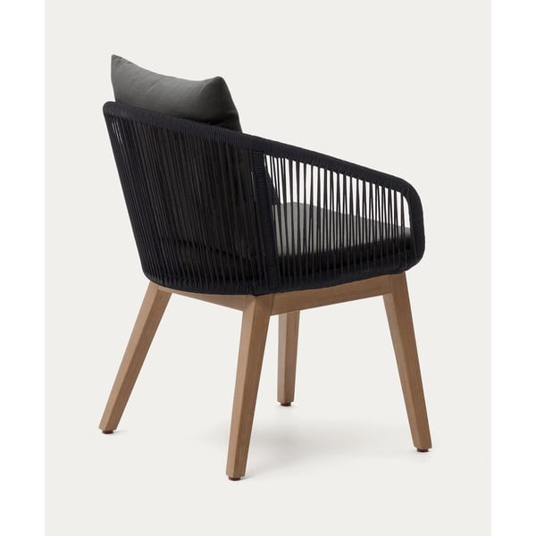 Czarny drewniany fotel ogrodowy Portalo – Kave Home-image-3