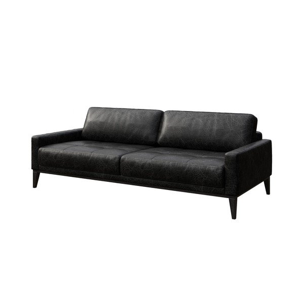 Czarna sofa skórzana MESONICA Musso Tufted, 210 cm-image-2