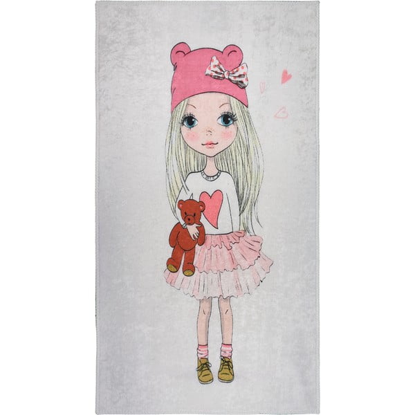 Dywan dziecięcy odpowiedni do prania 100x160 cm Cute Girl and the Bear – Vitaus