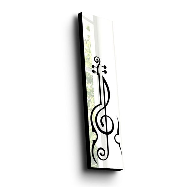 Dekoracja z elementami lustra w drewnianej ramce Musica, 108x28 cm