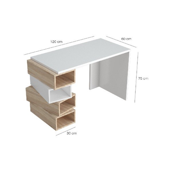 Białe biurko z jasnobrązowymi detalami Damon, szer. 120 cm-image-2