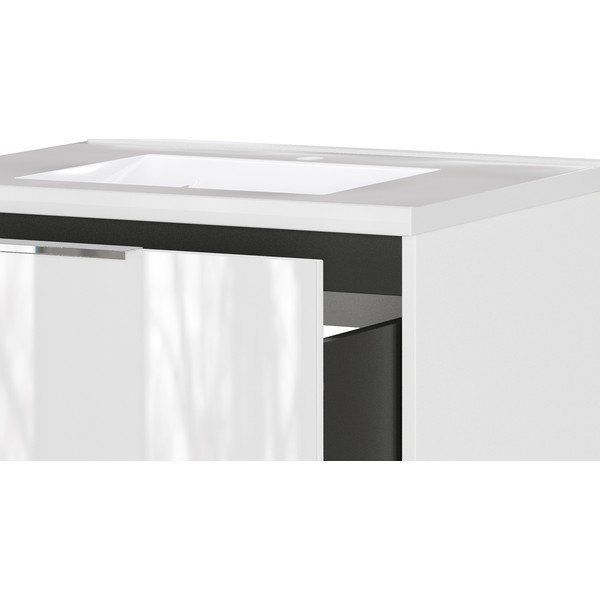 Biała wisząca szafka pod umywalkę z połyskiem 61x61 cm Celano – Germania-image-4