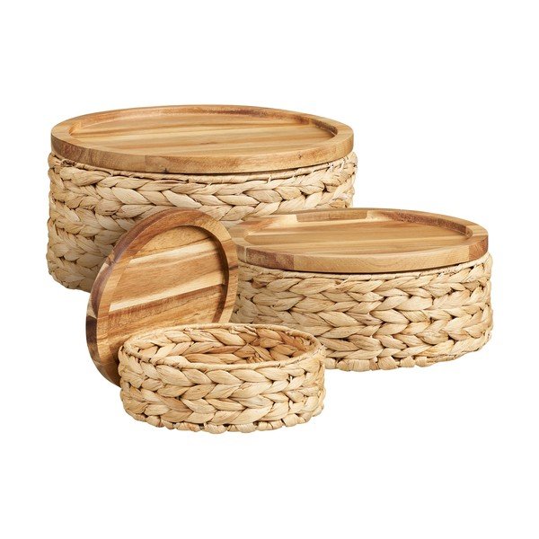 Koszyki zestaw 3 szt. z hiacyntu wodnego ø 30x15 cm Botofte – House Nordic-image-4