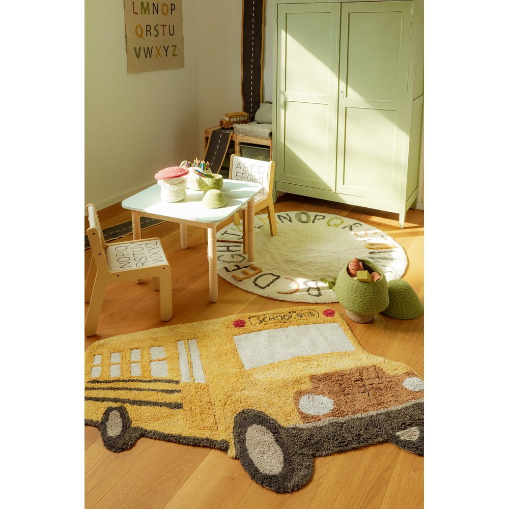 Bawełniany dywan dziecięcy odpowiedni do prania/tkany ręcznie w kolorze ochry 90x130 cm School Bus – Lorena Canals (zdjęcie 7)
