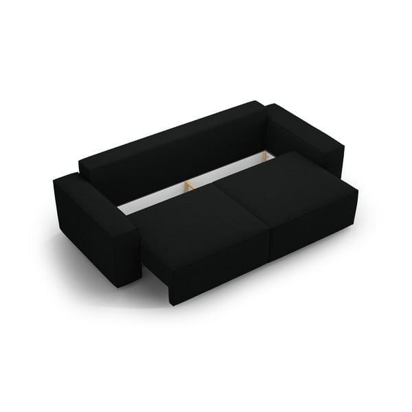 Czarna rozkładana sofa z materiału bouclé 247 cm Jodie – Micadoni Home-image-3