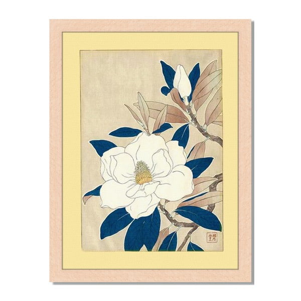 Obraz w ramie Liv Corday Asian White Flower, 30x40 cm