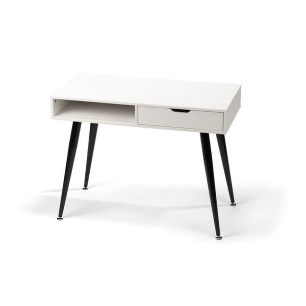 Białe biurko z czarną metalową konstrukcją loomi.design Diego, 100 x 50 cm