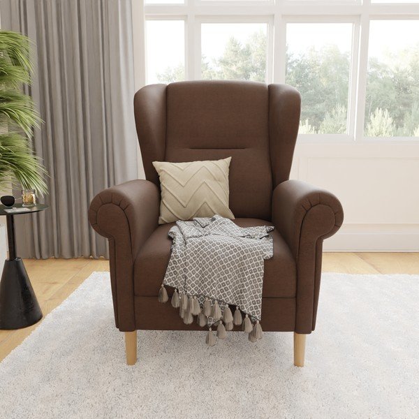 Ciemnobrązowy fotel typu uszak Swan – Ropez-image-1