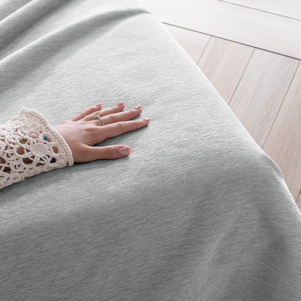 Jasnoszara narzuta z szenilu 220x240 cm Talo – Filumi-image-1