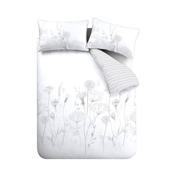 Biało-szara pościel dwuosobowa 230x220 cm Meadowsweet Floral – Catherine Lansfield