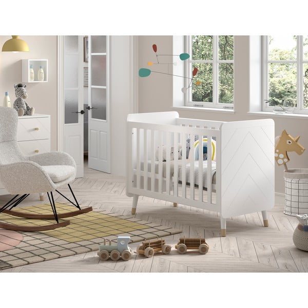 Białe łóżeczko z litego drewna sosnowego 60x120 cm BILLY – Vipack-image-1