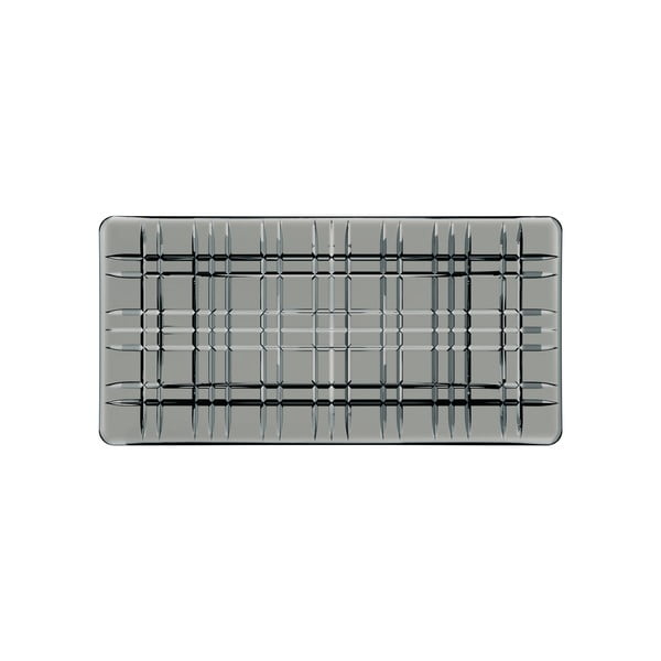 Szara kwadratowa taca do serwowania ze szkła kryształowego Nachtmann Square Plate Smoke, długość 28 cm
