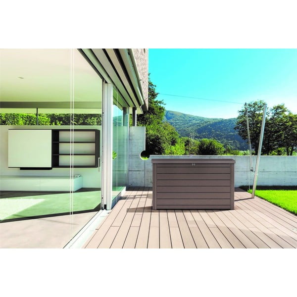 Brązowa plastikowa skrzynia ogrodowa Ontario – Keter-image-2