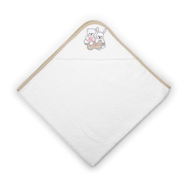 Ręcznik dziecięcy z kapturem i Beżowym obszyciem Naf Naf Friends, 100x100 cm