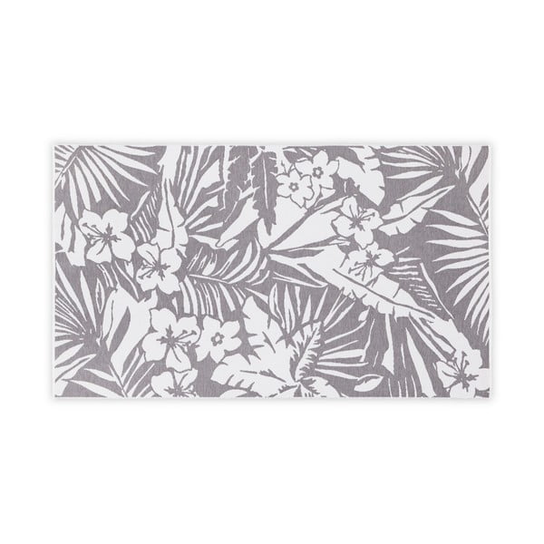 Szaro-biały bawełniany dywanik łazienkowy Foutastic Floral, 100x180 cm