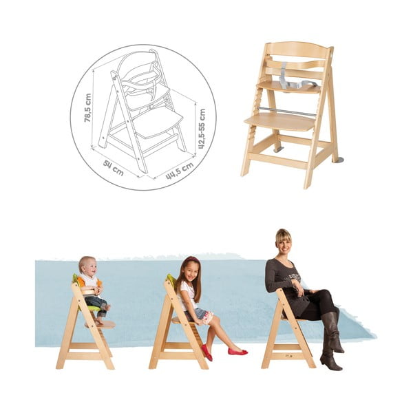 Jasnoszaro-naturalne krzesełko do karmienia Style Born Up 2in1 – Roba-image-3