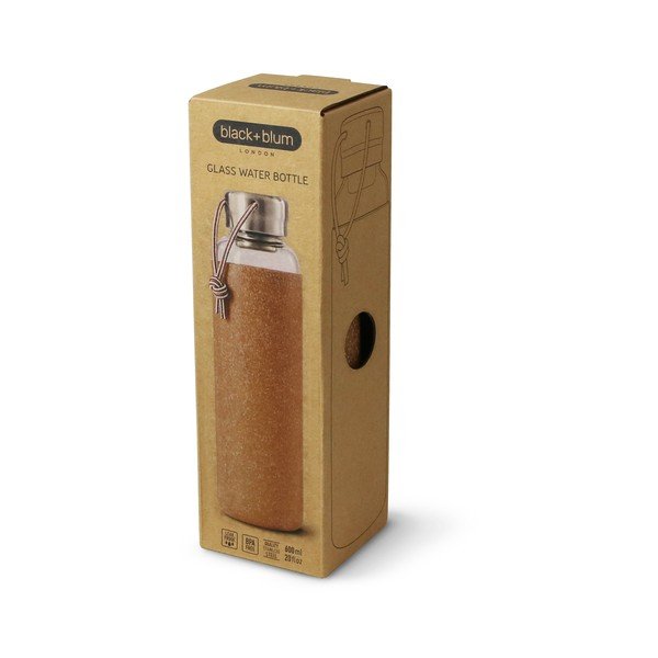 Szklana butelka na wodę z beżowym pokrowcem z silikonu Black + Blum G-Bottle, 600 ml-image-2