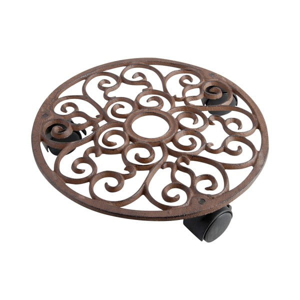 Metalowy kwietnik na kółkach ø 29 cm – Esschert Design-image-3