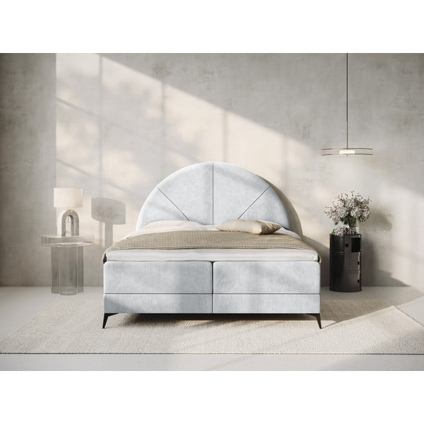 Jasnoszare łóżko boxspring ze schowkiem 160x200 cm Sunset – Cosmopolitan Design-image-1
