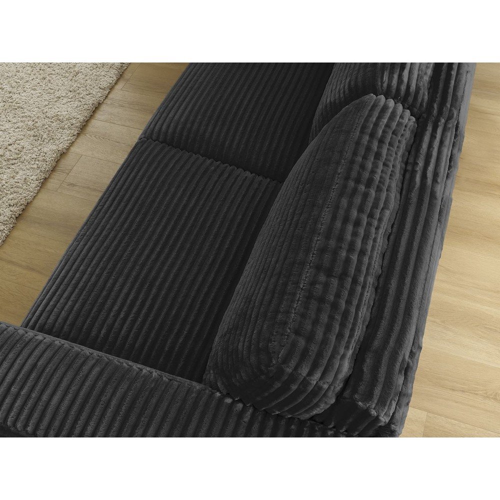 Czarna sztruksowa rozkładana sofa do spania 220 cm Hugo – Bobochic Paris (zdjęcie 7)