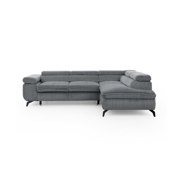 Szary sztruksowy narożnik (prawostronny/w kształcie litery L) Marbeya  – Ropez