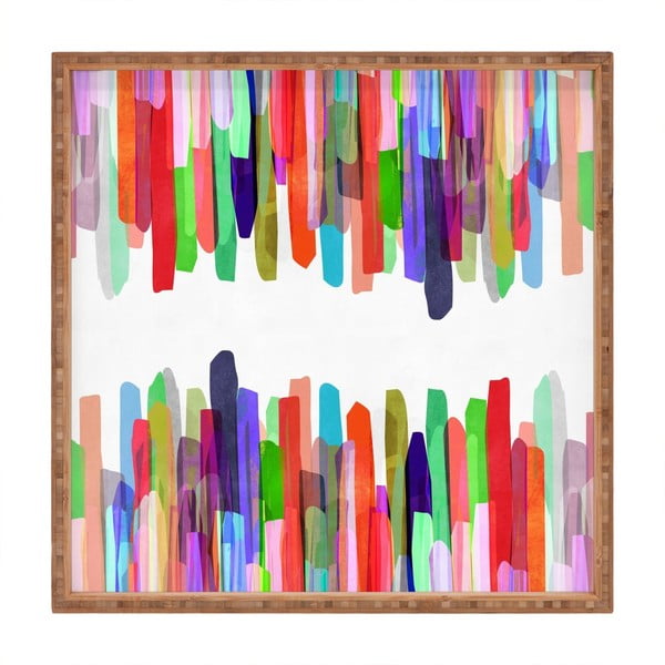 Drewniana taca dekoracyjna Colours, 40x40 cm