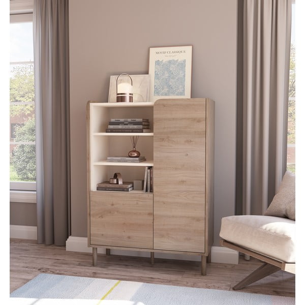 Szafka w dekorze dębu w naturalnym kolorze 90x125x40 cm Monza – Marckeric-image-1