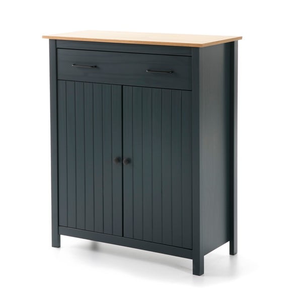 Ciemnoniebieska wysoka komoda z litego drewna sosnowego 90x110 cm Miranda – Marckeric-image-2