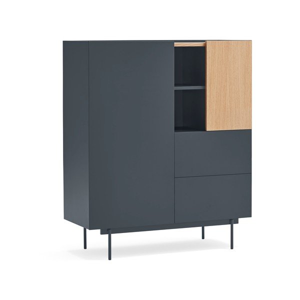 Antracytowo-naturalna wysoka komoda w dekorze dębu 100x120 cm Otto – Teulat-image-2