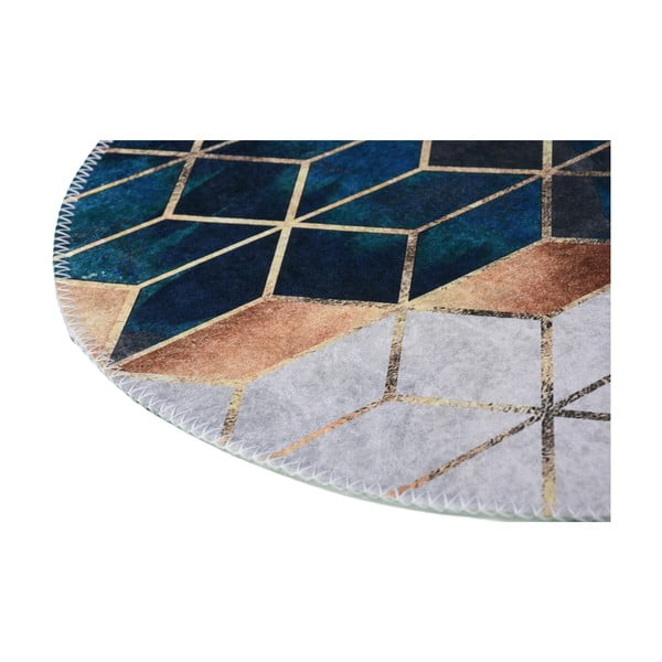 Biało-morski okrągły dywan odpowiedni do prania ø 100 cm – Vitaus-image-2