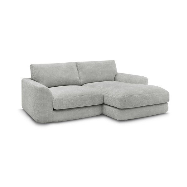 Jasnoszary narożnik z tkaniny szenilowej (prawostronny/z szezlongiem) Leonore – Bobochic Paris