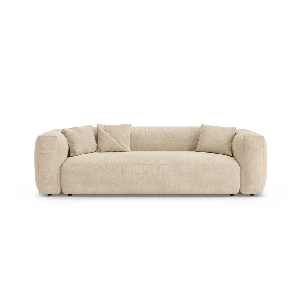 Kremowa aksamitna rozkładana sofa modułowa 264 cm Martina – Micadoni