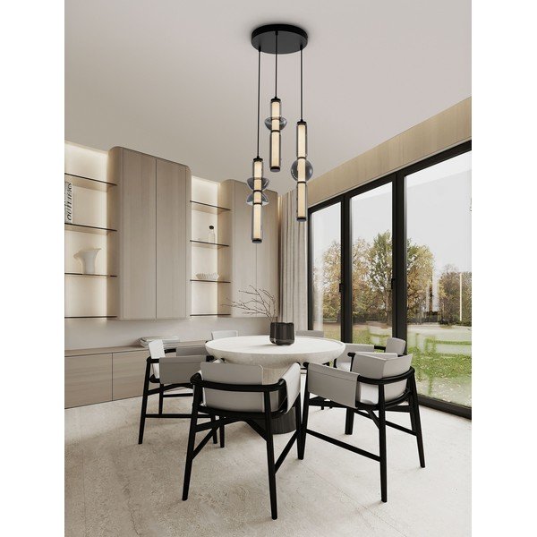 Szara szklana lampa wisząca LED ze ściemniaczem ø 38 cm Ulon – Nova Luce-image-2