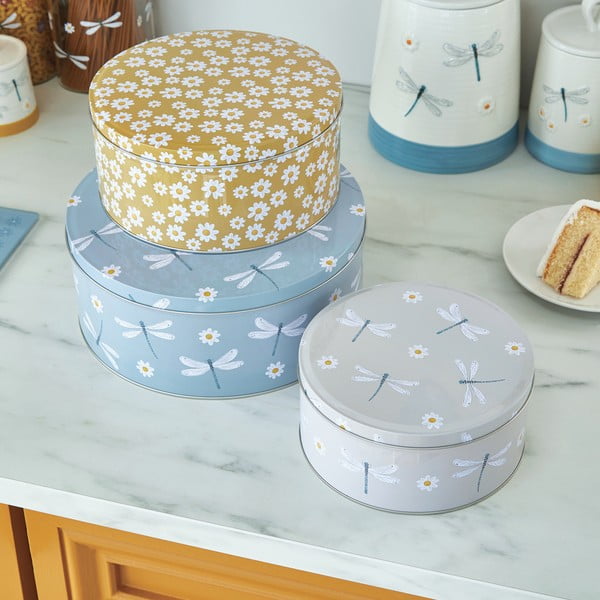 Stalowe pojemniki na żywność 3 szt. na ciasta English Meadow – Cooksmart ®-image-1