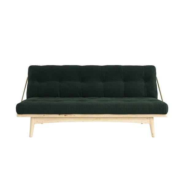 Sofa rozkładana ze sztruksową tapicerką Karup Design Folk Raw/Dark Green