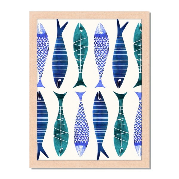Obraz w ramie Liv Corday Asian Fish Collage, 30x40 cm
