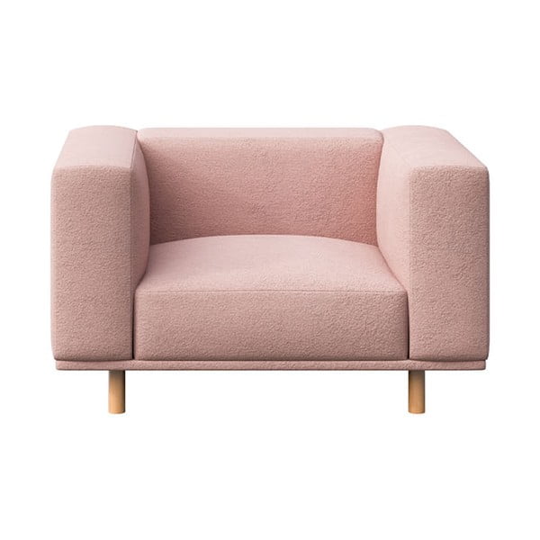 Różowy fotel z materiału bouclé Kukumo – Ame Yens
